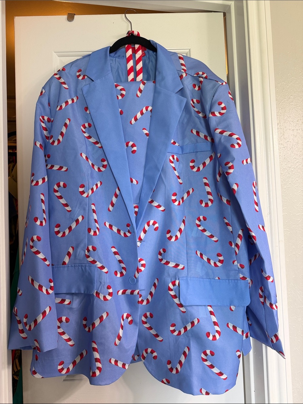 Light Blue Candy Cane Christmas Suit